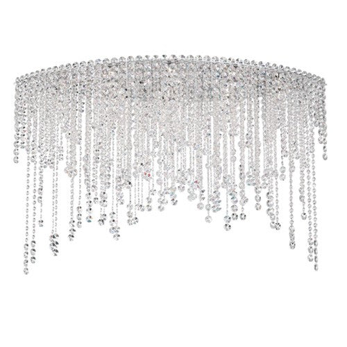 Schonbek Chantant Stainless Steel Eight-Light Eye Medium Flush Mount with Clear Heritage Crystal