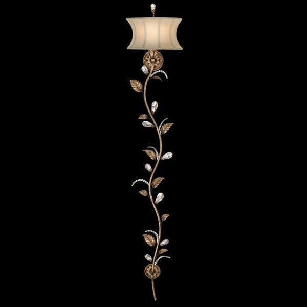 Midsummer Nights Dream Wall Sconce, Gold, Hand-Tailored Beige Half-Shade, 68"H