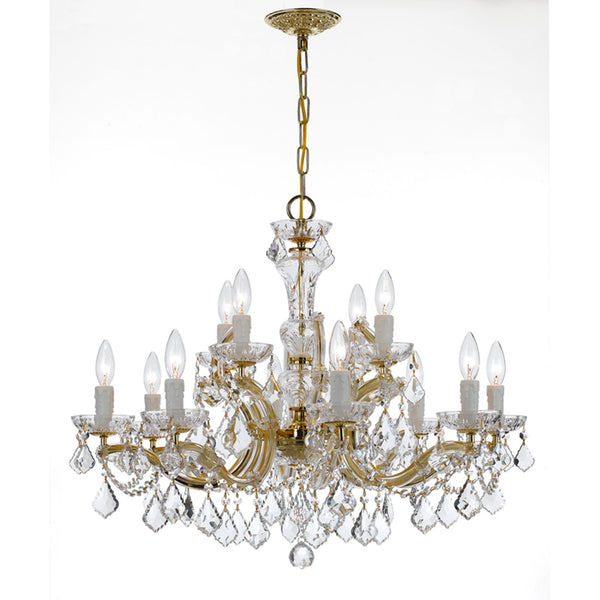 Gold Twelve-Light Chandelier with Clear Swarovski Crystal