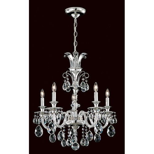 Silver Five-Light Chandelier with Clear Heritage Crystal