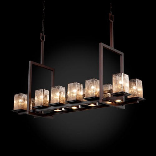 Group Fusion Montana 12-Up and Five-Downlight Dark Bronze Tall Bridge Chandelier