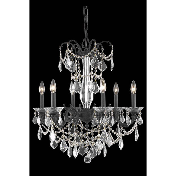 Athena Dark Bronze Six-Light Chandelier with Royal Cut Crystal