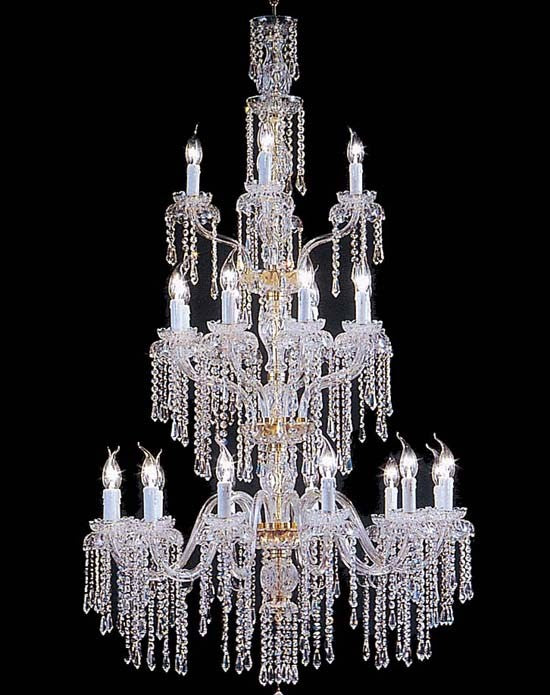 24 Lights Bohemian Crystal chandelier in gold plated finish