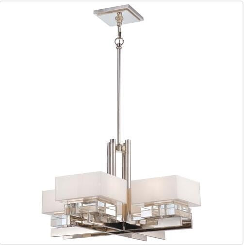 Polished Nickel Eight-Light Chandelier