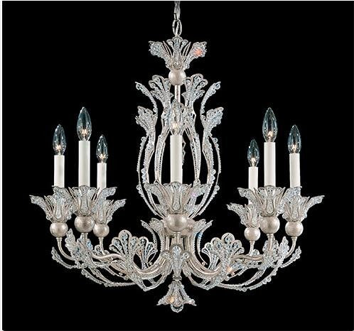 Silver Eight-Light Chandelier with Clear Swarovski Element Crystal