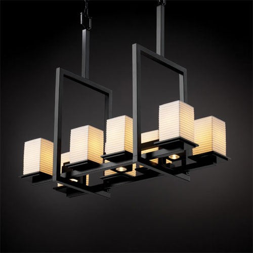 Limoges Montana 8-Up and Three-Downlight Matte Black Bridge Chandelier