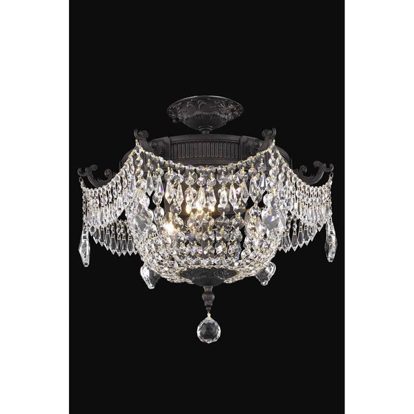 Esperanza Dark Bronze 18-Inch Three-Light Flush Mount with Royal Cut Crystal