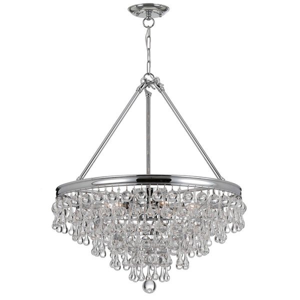 Group Calypso Polished Chrome Eight-Light Pendant with Clear Smooth Glass Balls