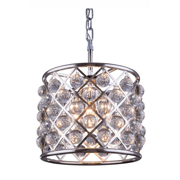 Madison Polished Nickel Three-Light Pendant with Royal Cut Clear Crystals