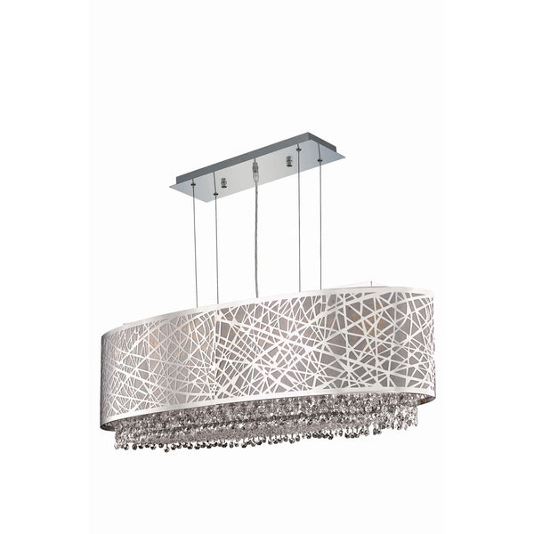 Moda Chrome Five-Light Silver Shade Pendant with Golden Teak and Clear Royal Cut Crystal