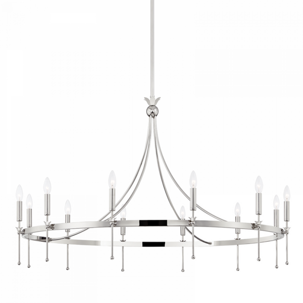 Chandelier, 12-Light, Polished Nickel, 50.5"W (4351-Pn A8L63)