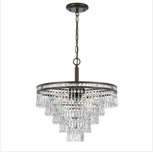 Six Light Hand Cut Crystal Chandelier