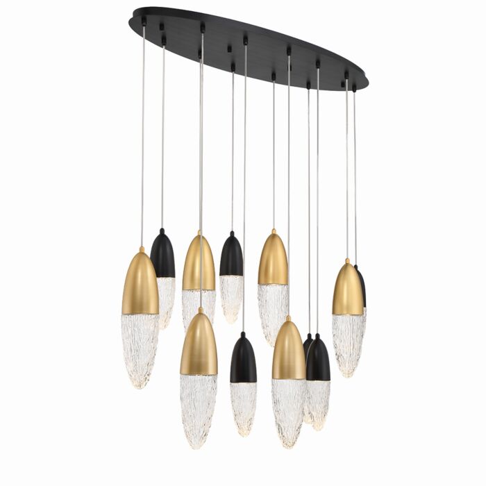 Ecrou 20-Light Chandelier in Mixed Black With Brass