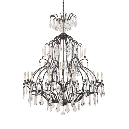 Bronze Twenty-One Light Chandelier with Clear Crystal