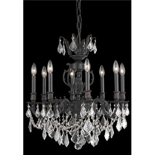 Marseille Dark Bronze Eight-Light Chandelier with Golden Shadow/Champagne Royal Cut Crystals