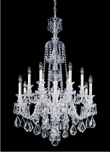 Silver 12-Light Clear Heritage Handcut Crystal Chandelier, 30W x 44H x 30D