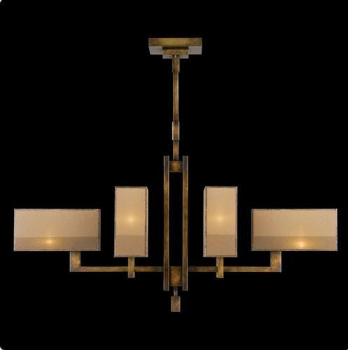 Six-Light Chandelier in Patinated Golden Bronze Finish