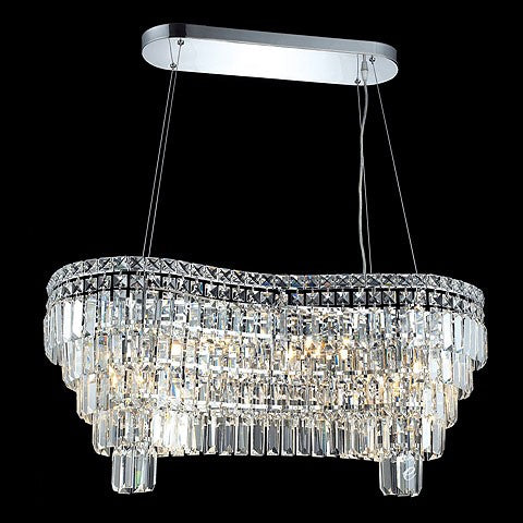 10 light Contemporary Crystal Chandelier with polished chrome base