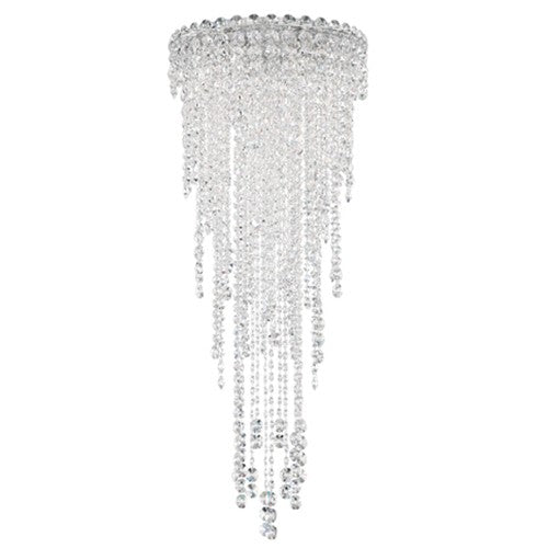 Schonbek Chantant Stainless Steel Four-Light Round Medium Flush Mount with Clear Heritage Crystal