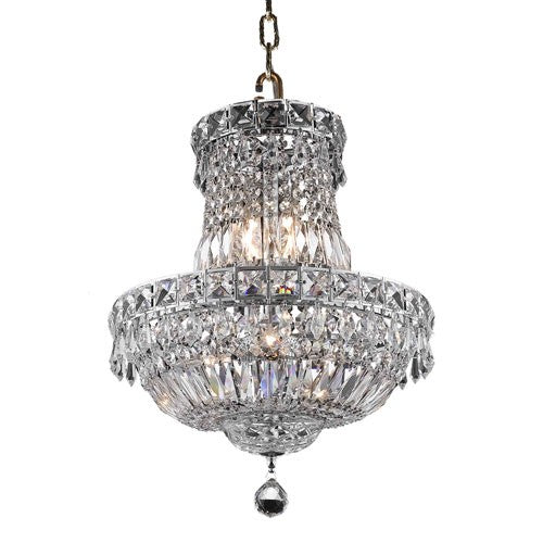 Chrome Six-Light 14-Inch Chandelier with Royal Cut Clear Crystal