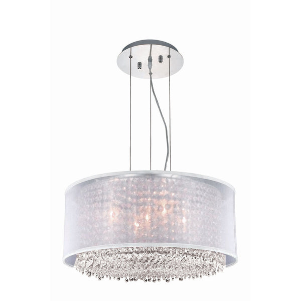 Moda Chrome Five-Light Silver Shade Pendant with Rosaline and Clear Royal Cut Crystal