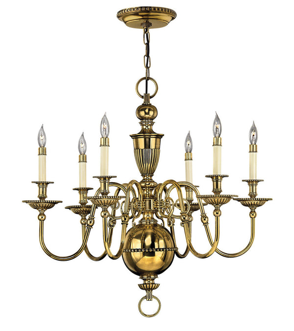 Chandelier, 6-Light, Burnished Brass, 29"W (4416BB 94J3)