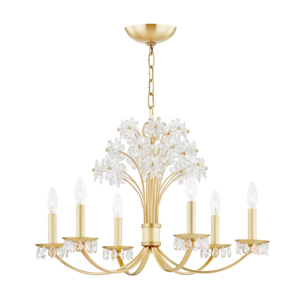 Chandelier, 6-Light, Aged Brass, 26"W (4430-AGB A5KJC)