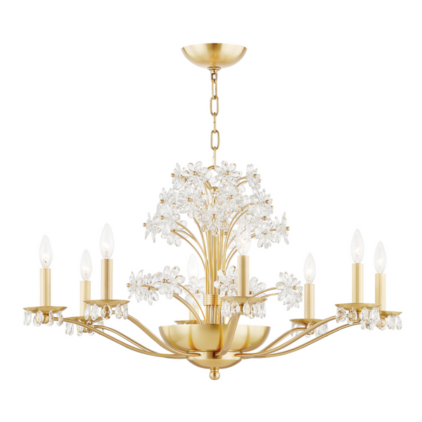 Chandelier, 10-Light, Aged Brass, 34"W (4438-AGB A5KJE)