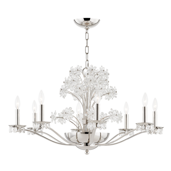 Chandelier, 10-Light, Polished Nickel, 34"W (4438-PN A5KJF)