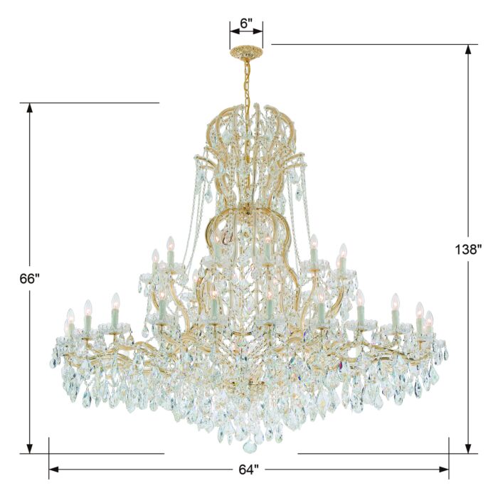 Maria Theresa Chandelier in Gold with Swarovski Strass Crystal Crystals