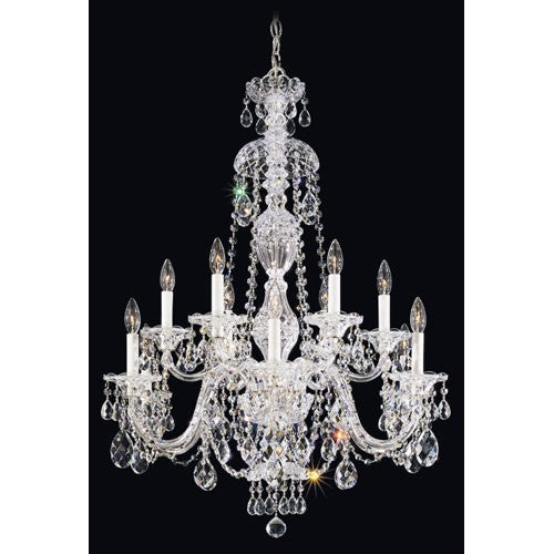 Silver 12-Light Clear Heritage Handcut Crystal Chandelier, 29W x 38H x 29D