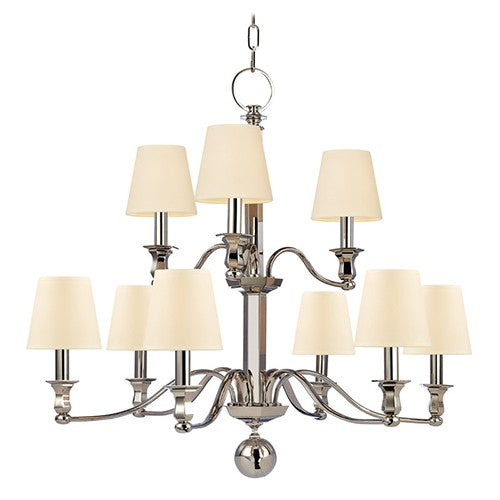 Nine-Light Chandelier with Cream Shade