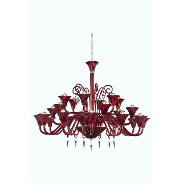 Symphony Red 24-Light Chandelier with Elegant Cut Crystal