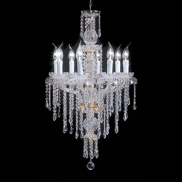 8 Lights Bohemian Crystal chandelier in polished chrome finish