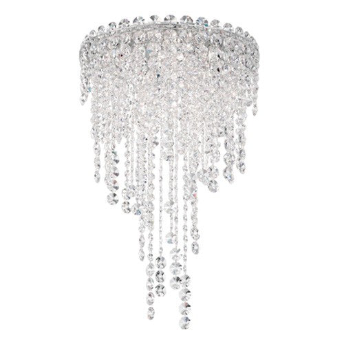 Schonbek Chantant Stainless Steel Four-Light Round Short Flush Mount with Clear Heritage Crystal