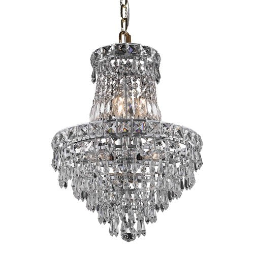 Chrome Six-Light 14-Inch Chandelier with Royal Cut Clear Crystal