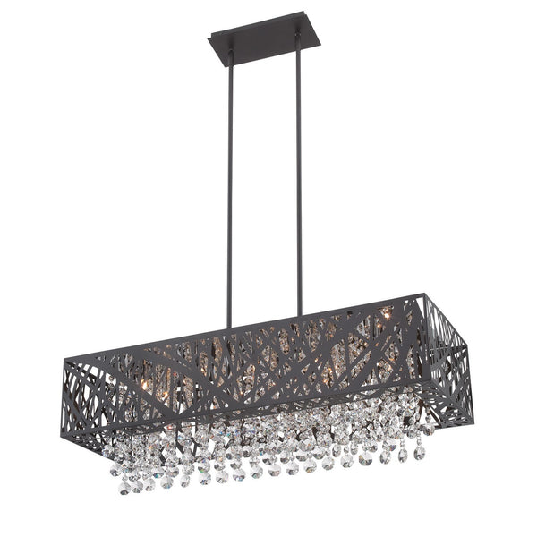 Espresso Ten-Light Pendant with Crystal Accents