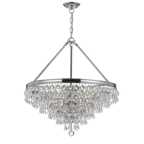 Group Calypso Polished Chrome Six-Light Pendant with Clear Smooth Glass Balls