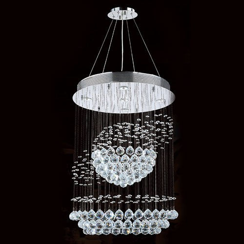 Corp Saturn Five-Light Chrome Finish with Clear-Crystals Chandelier