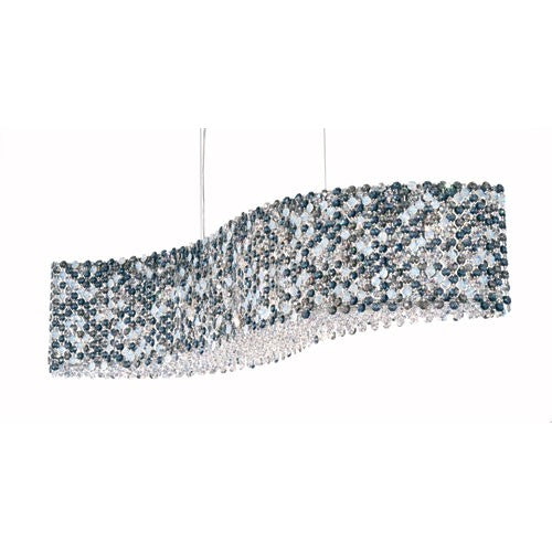 Stainless Steel 13-Light Azurite Swarovski Elements Pendant Light, 32W x 8H x 32D