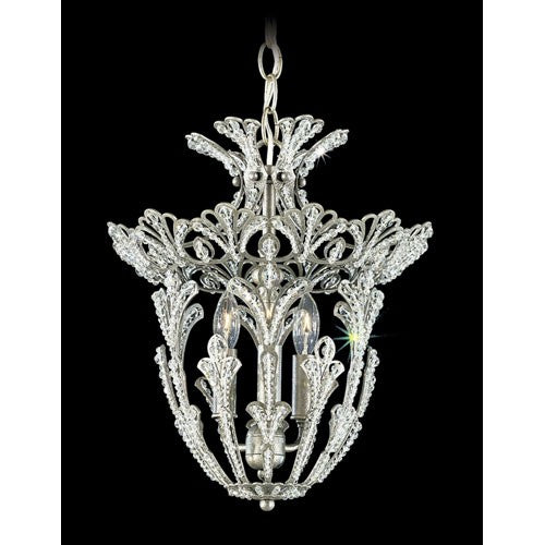 Antique Silver Three-Light Crystal Swarovski Elements Pendant Light, 12W x 14.5H x 12D