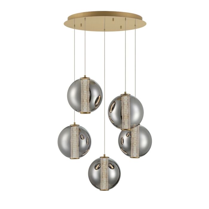 Atomo 5-Light LED Pendant in Gold