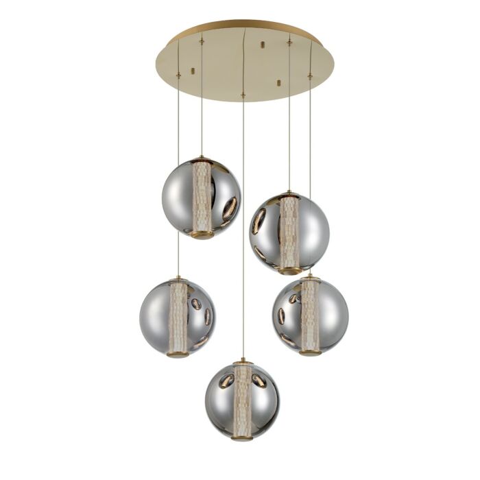 Atomo 5-Light LED Pendant in Gold