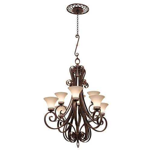 Antique Copper Eight-Light Chandelier