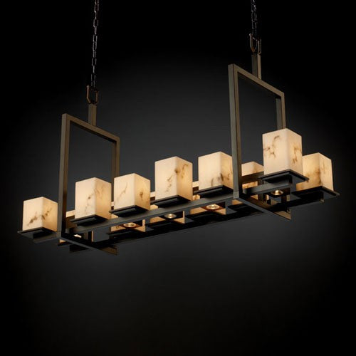 Justice Design Group LumenAria Montana 12-Up and Five-Downlight Dark Bronze Short Bridge Chandelier