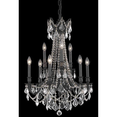 Rosalia Dark Bronze Nine-Light Chandelier with Clear Royal Cut Crystals