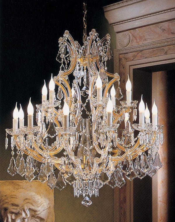 19 Lights Maria Theresa crystal chandelier dressed with clear crystals