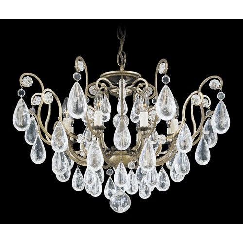 Versailles Etruscan Gold Eight-Light Clear Rock Chandelier, 27W x 17.5H x 27D