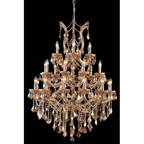 Maria Theresa Royal Cut Crystal Golden Teak 28 Light 52-in Chandelier