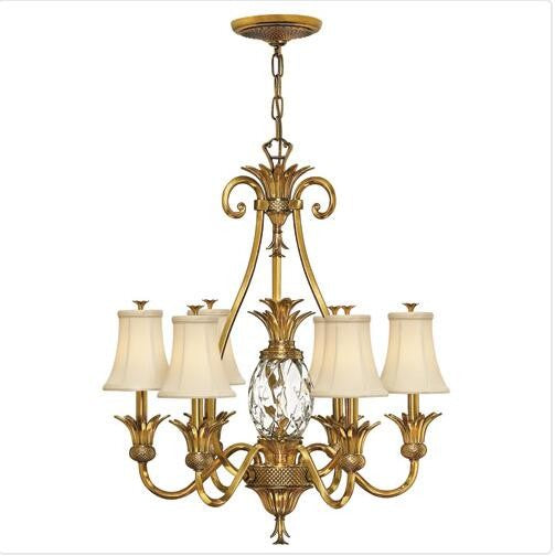 Burnished Brass Seven-Light Chandelier